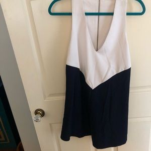 Navy and white swing dress